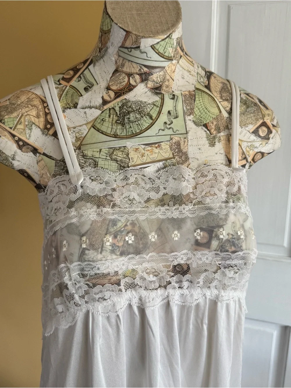 Tamara Lynn Vintage Union Made White Lace Peignoir Nightie Slip Set L - NWT - Picture 5 of 14